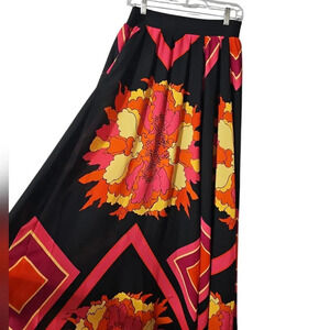 New York & Company Vivid Color Patterned Flowy Maxi Skirt  Floral Geometric Med